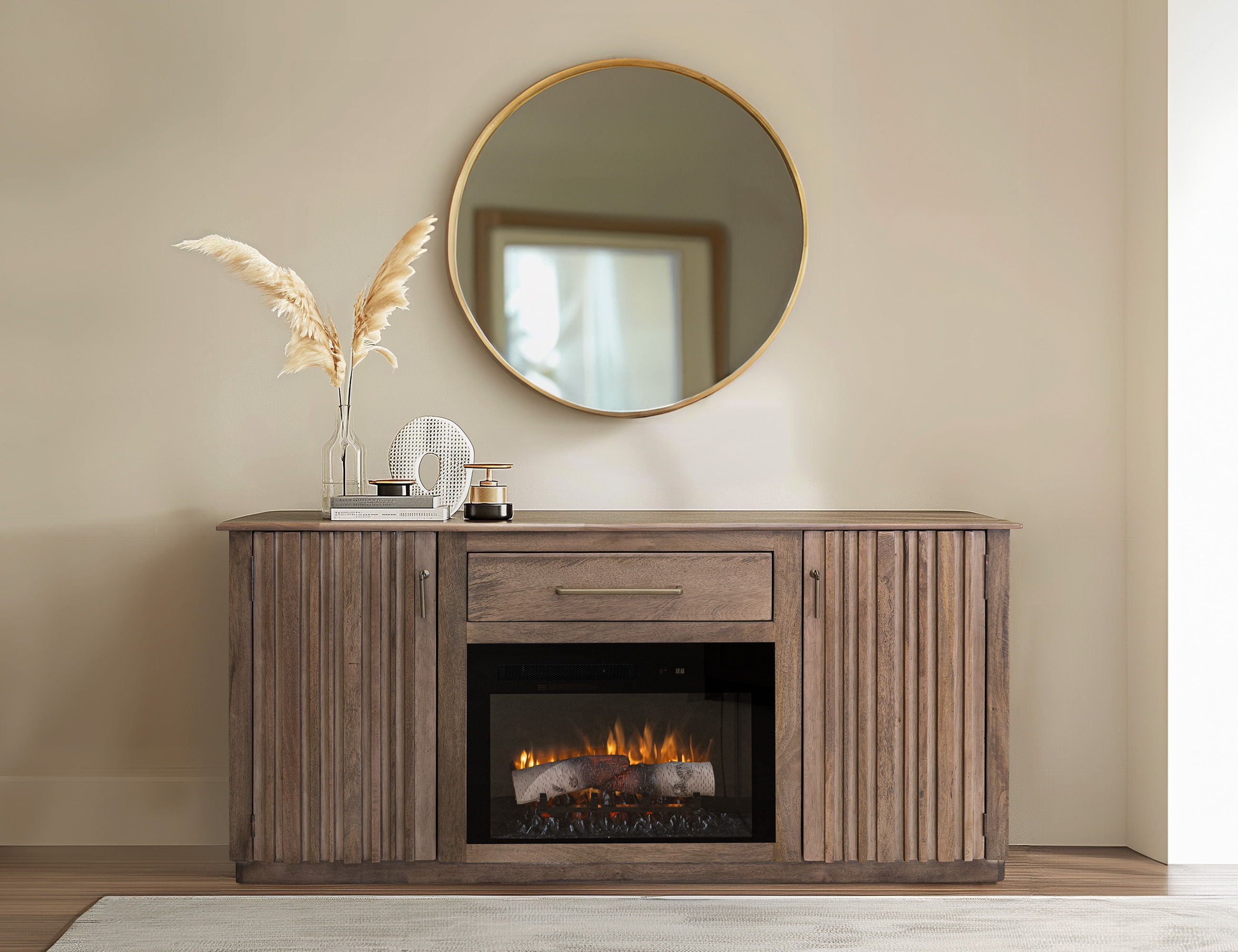 Mezquite - Electric Fireplace - Dark Brown - Premium Fireplaces from International Furniture Direct - Just $1660! Shop now at brett interiors