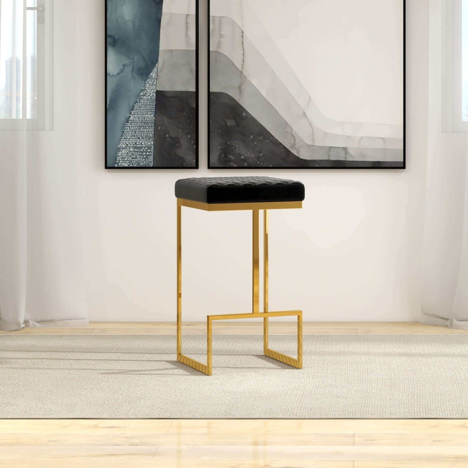 Joel - Mid Century Modern Luxury Upholstered Stool - Premium Counter Height (24"-27") from Ashcroft Furniture - Just $155! Shop now at brett interiors