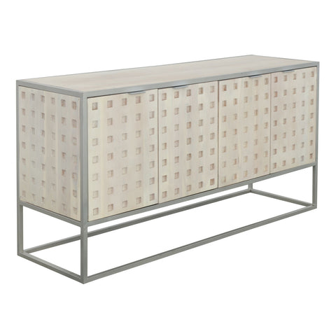 Natalie - Four Door Credenza - Pique White Wash / Metal - Premium Credenzas from Coast2Coast Home - Just $4125! Shop now at brett interiors