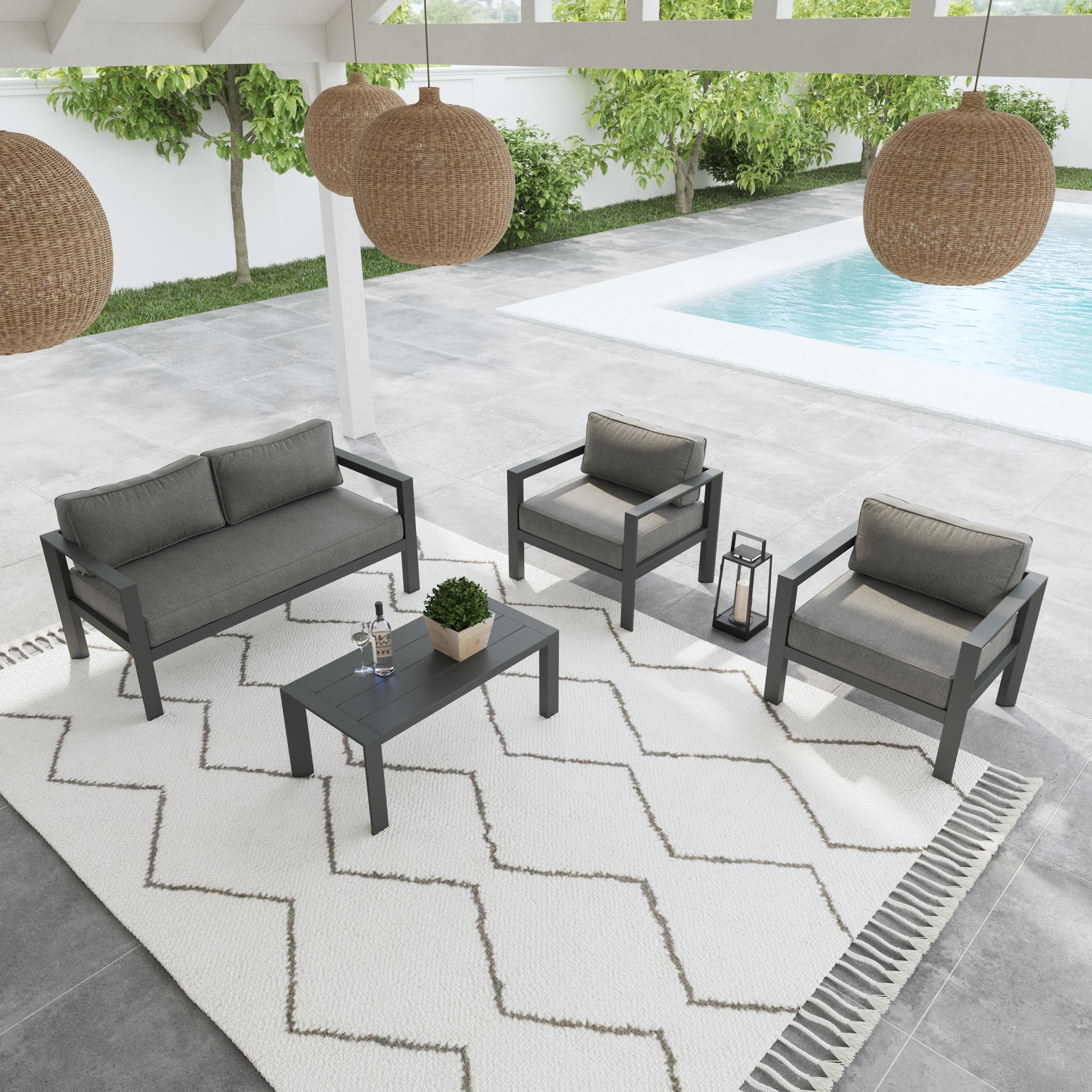 Grayton - Outdoor Aluminum Set - Premium 4 Piece Outdoor Sets from Homestyles - Just $4249.98! Shop now at brett interiors