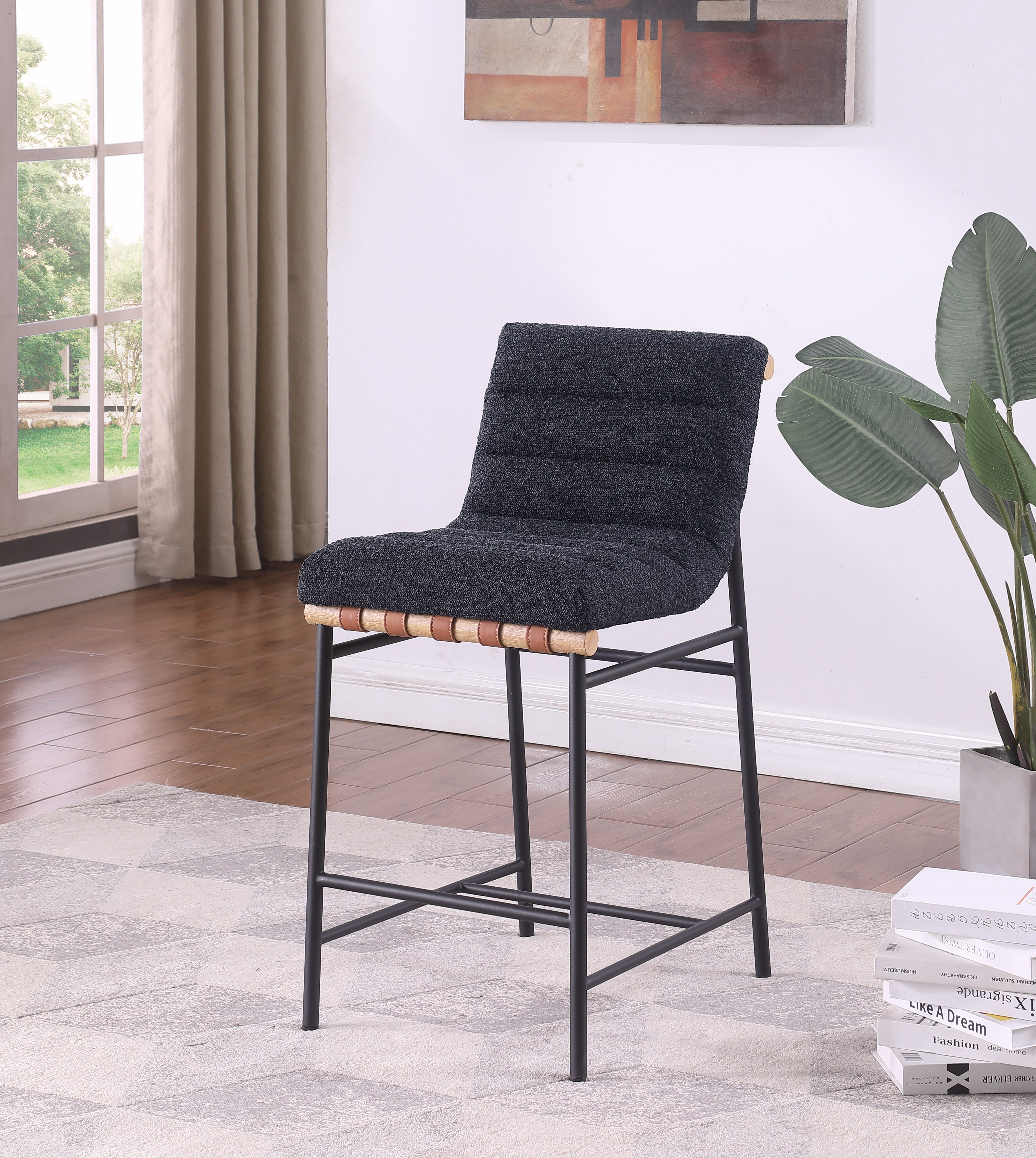 Lahni - 17" Boucle Fabric Counter Height Chair - Premium Counter Height (24"-27") from Lilola Home - Just $340! Shop now at brett interiors