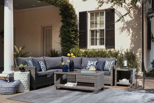 Salem Beach - Dark Gray - 5 Pc. - Sectional Lounge Set - Premium 5 Piece Outdoor Sets from Signature Design by Ashley® - Just $3756.88! Shop now at brett interiors