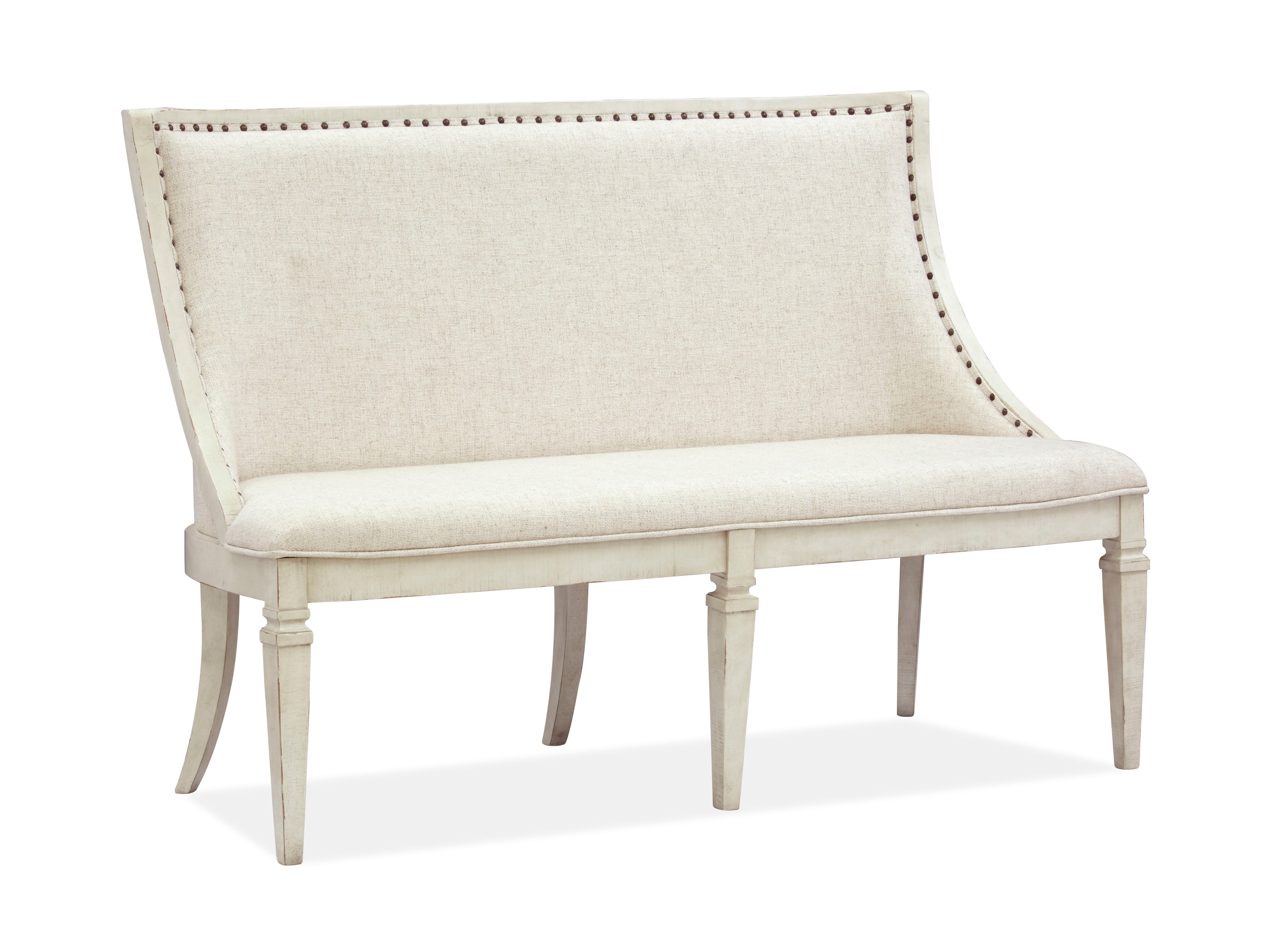 Newport - Bench With Upholstered Seat & Back - Alabaster - Premium Upholstered Benches from Magnussen Furniture - Just $1209! Shop now at brett interiors