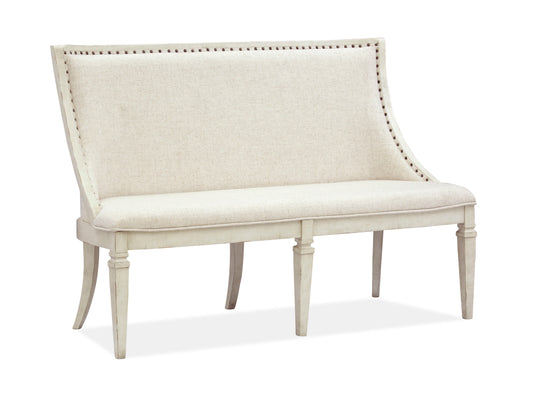 Newport - Bench With Upholstered Seat & Back - Alabaster - Premium Upholstered Benches from Magnussen Furniture - Just $1209! Shop now at brett interiors