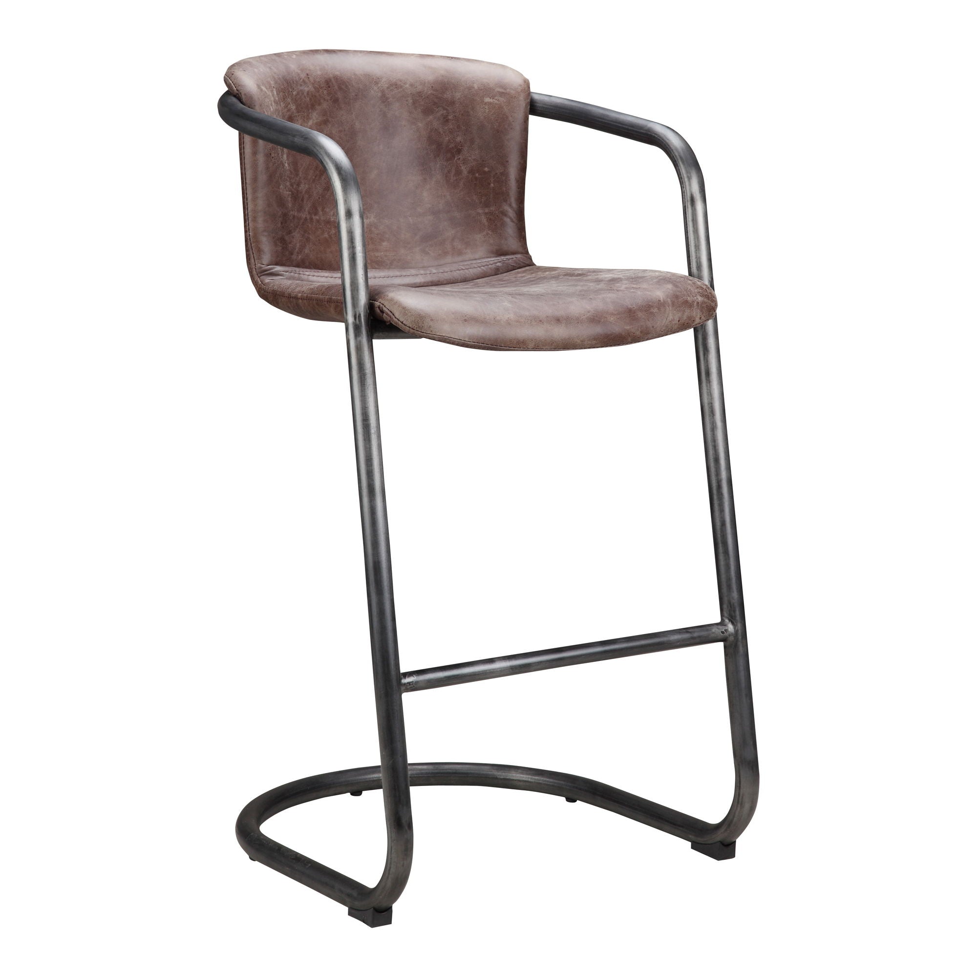 Freeman - Barstool Leather (Set of 2) - Grazed Brown - Premium Stool Sets from Moe's Home Collection - Just $3247.50! Shop now at brett interiors