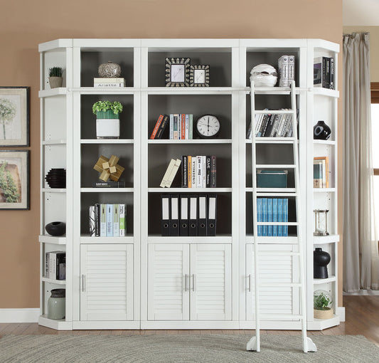 Catalina - 6 Piece Library Wall With Ladder - Cottage White - Premium Library Walls from Parker House - Just $4112.50! Shop now at brett interiors