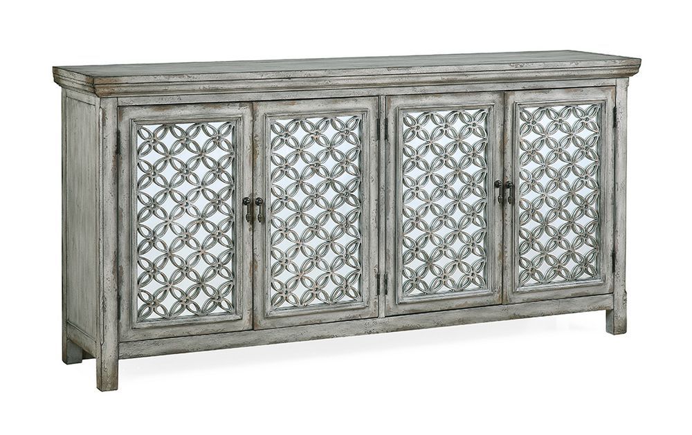 Sara - Four Door Credenza - Lizzy Hazy Gray / Mirror - Premium Credenzas from Coast2Coast Home - Just $4125! Shop now at brett interiors