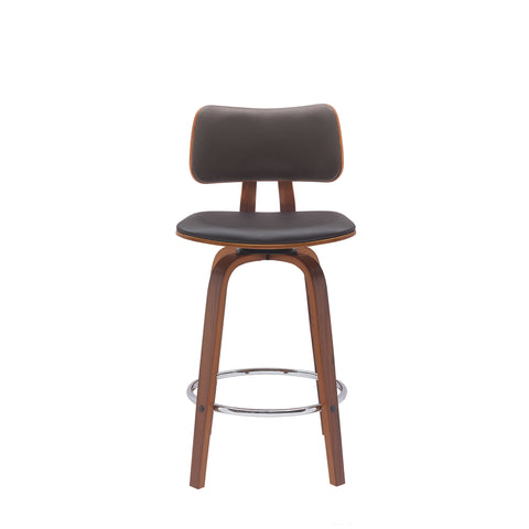 Pico - Swivel Walnut Wood Faux Leather Stool - Premium Counter Height (24"-27") from Armen Living - Just $205! Shop now at brett interiors