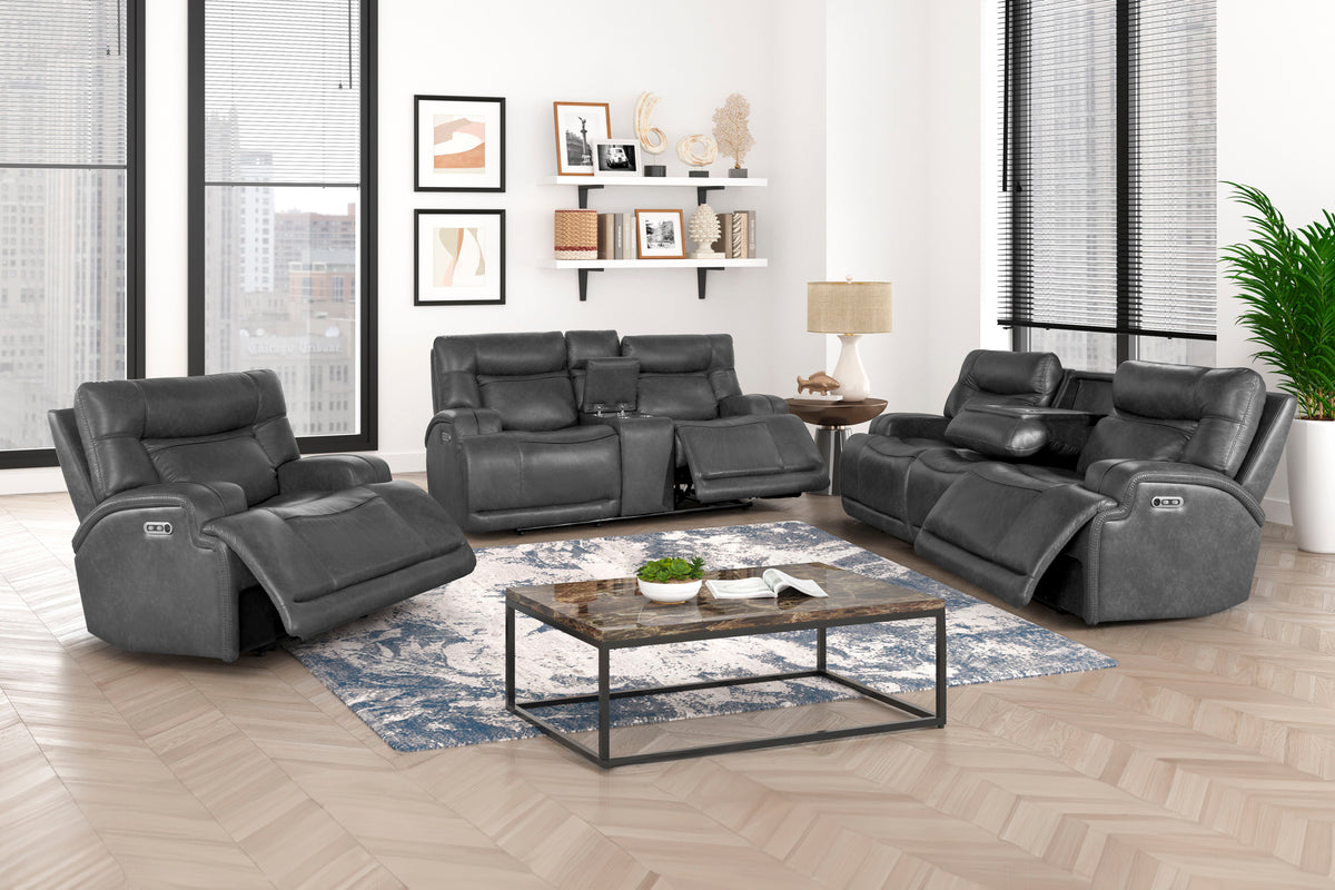 Titan - Sofa With Dual Recliner - Gray - Premium Reclining Sofas from New Classic - Just $1197.50! Shop now at brett interiors