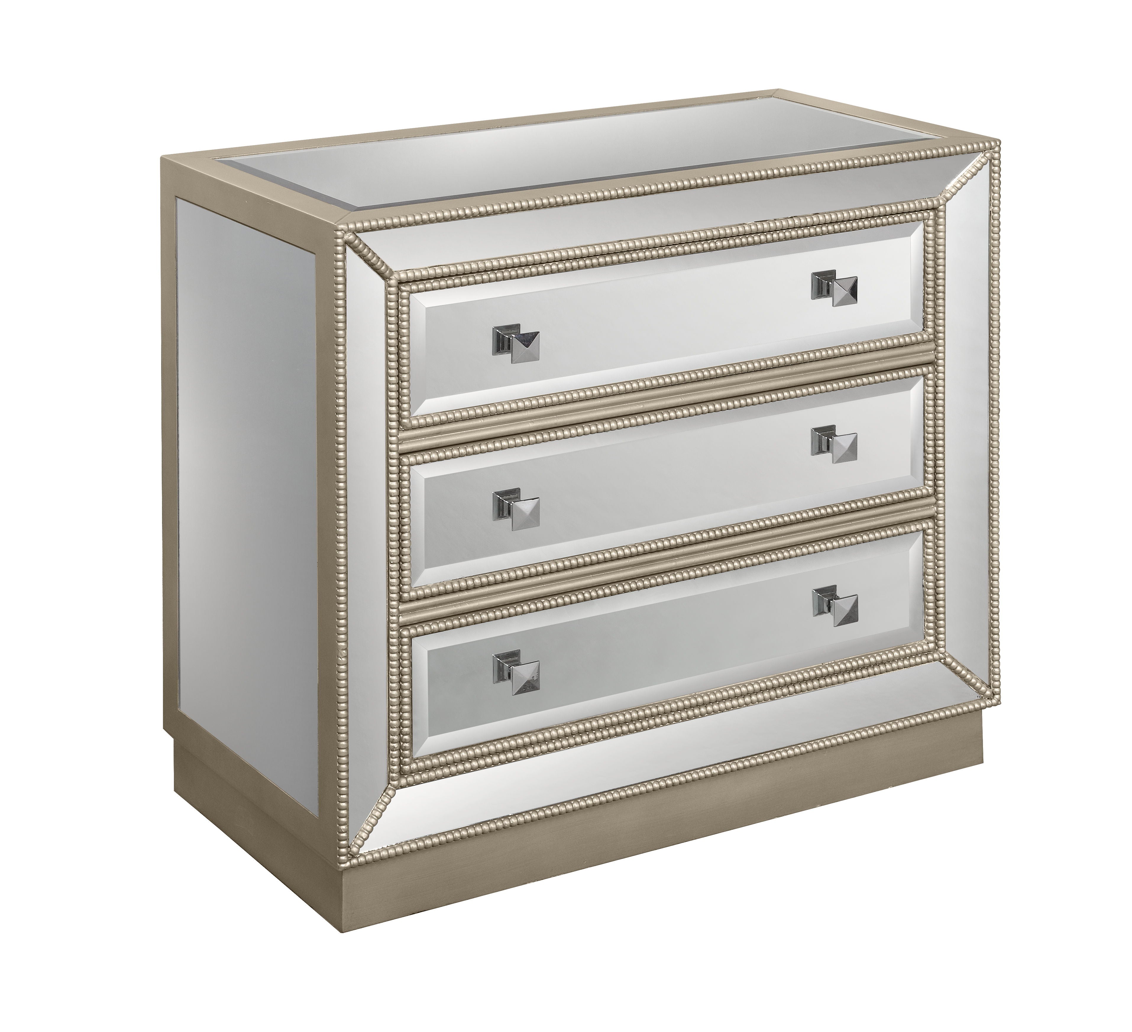 Lucia - Three Drawer Chest - Estaline Champagne / Mirror - Premium Accent Chests from Coast2Coast Home - Just $2392.50! Shop now at brett interiors