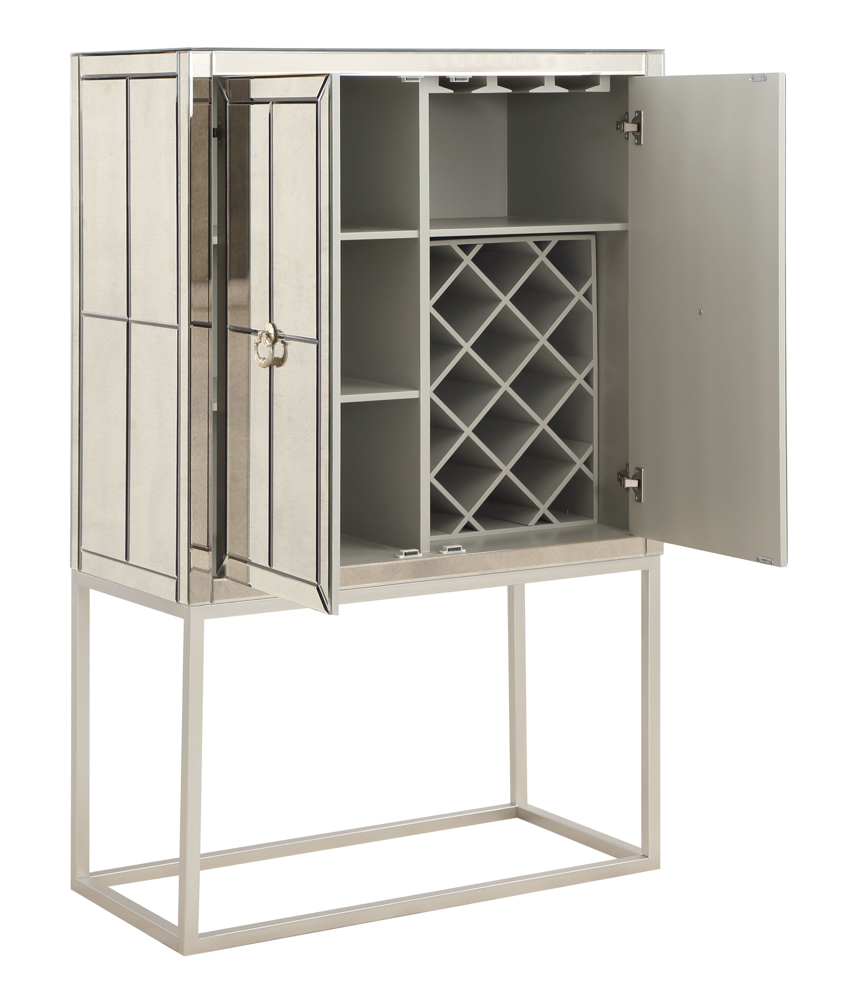 Margot - Two Door Bar Cabinet - Bette Mirror / Gold - Premium Wine Cabinets from Coast2Coast Home - Just $4537.50! Shop now at brett interiors