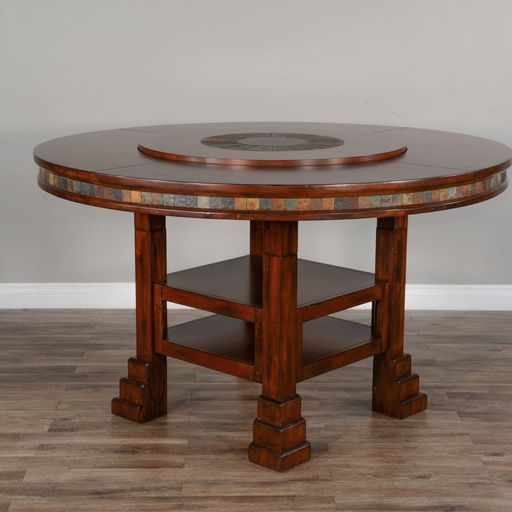 Santa Fe - 60" Round Table With Lazy Susan - Dark Brown - Premium Dining Tables from Sunny Designs - Just $1383! Shop now at brett interiors