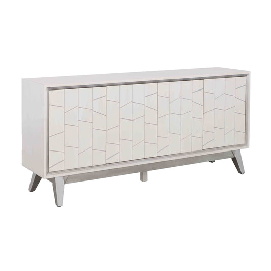 Summit - Four Door Credenza - White / Silver - Premium Credenzas from Coast2Coast Home - Just $3630! Shop now at brett interiors