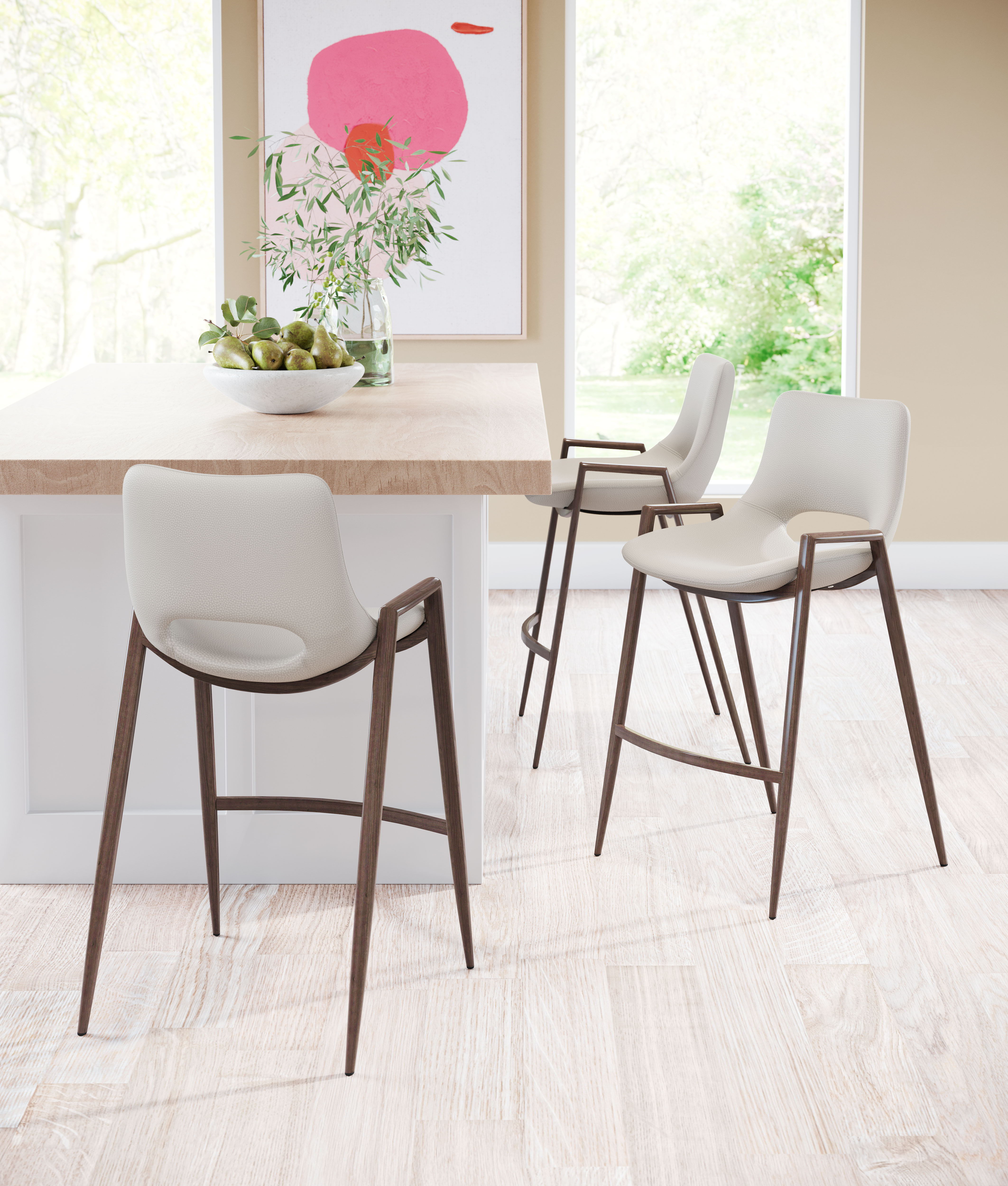 Desi - Counter Stool (Set of 2) Walnut Legs - Premium Stool Sets from Zuo Modern - Just $1400! Shop now at brett interiors