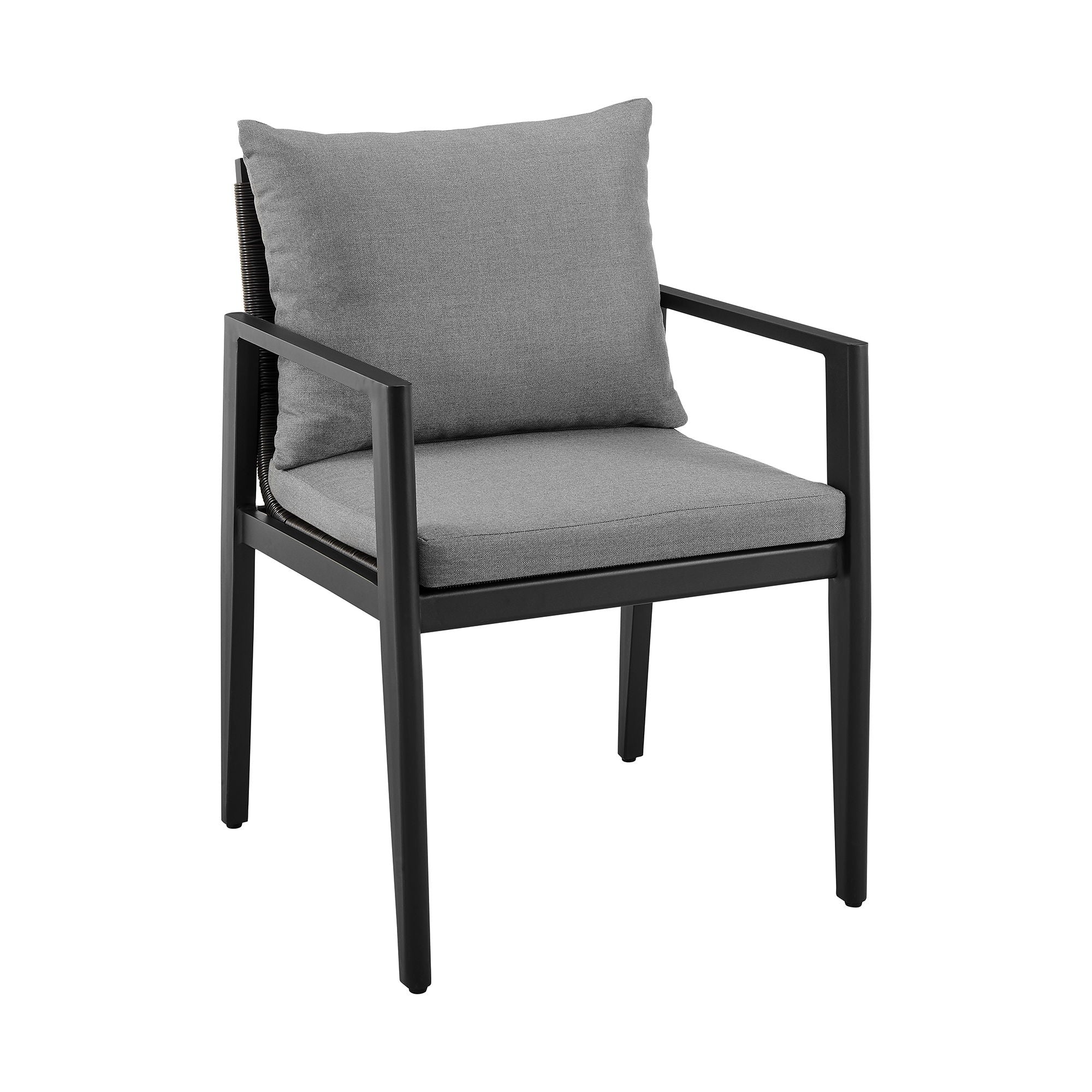 Cayman - Outdoor Patio Dining Chairs With Arms And Cushions (Set of 2) - Gray - Premium Chair Sets from Armen Living - Just $1210! Shop now at brett interiors