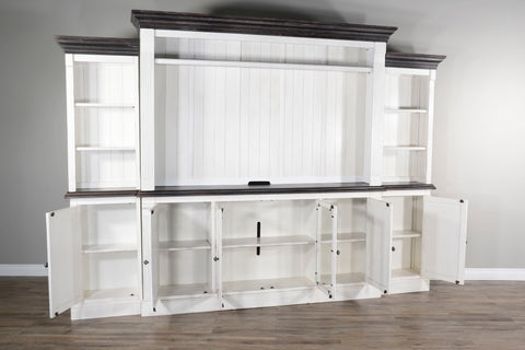 Carriage House - Media Wall - White / Dark Brown - Premium Entertainment Centers from Sunny Designs - Just $3892! Shop now at brett interiors