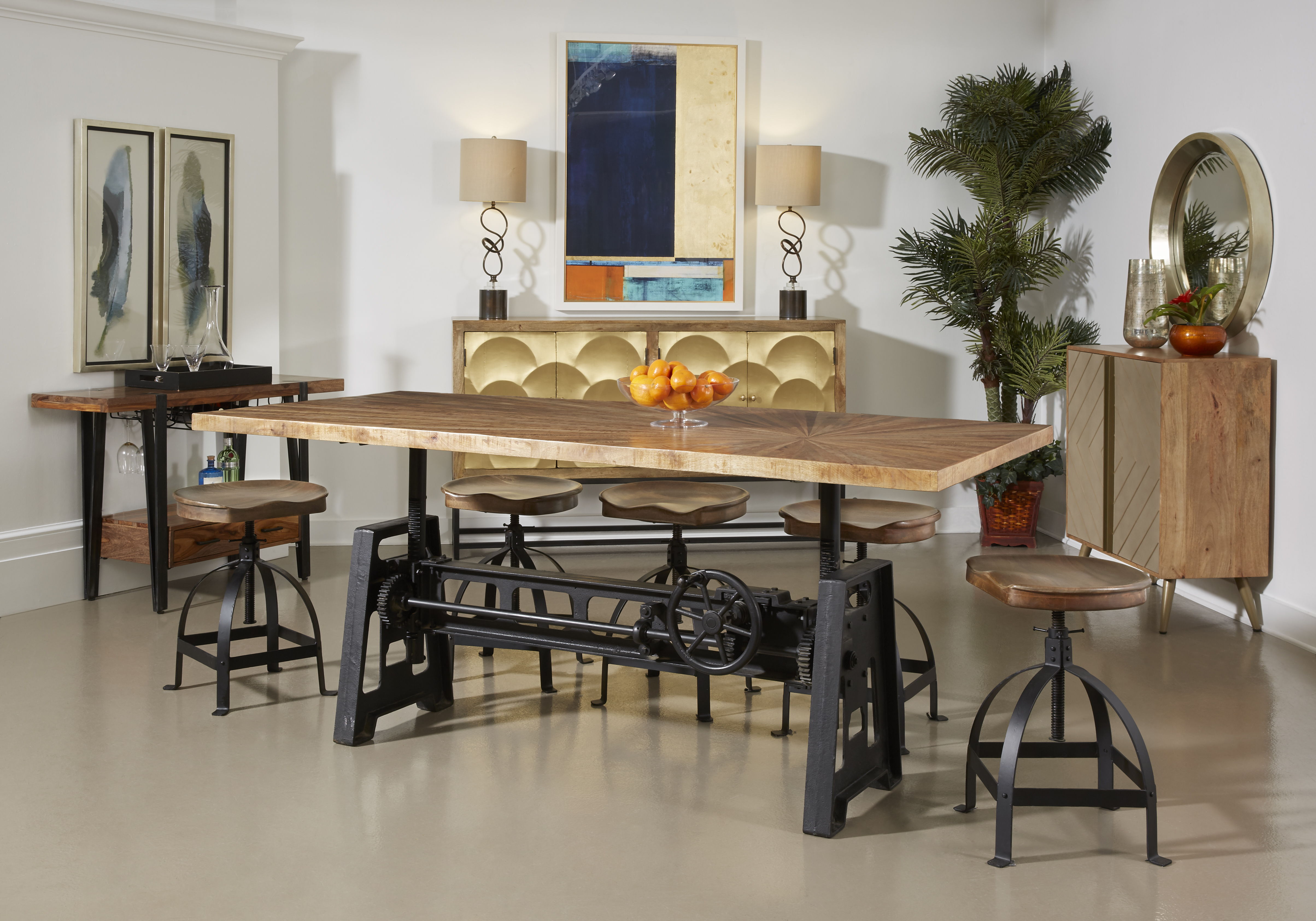 Del Sol - Adjustable Height Crank Dining Table (2 Cartons) - Brown - Premium Dining Tables from Coast2Coast Home - Just $7425! Shop now at brett interiors