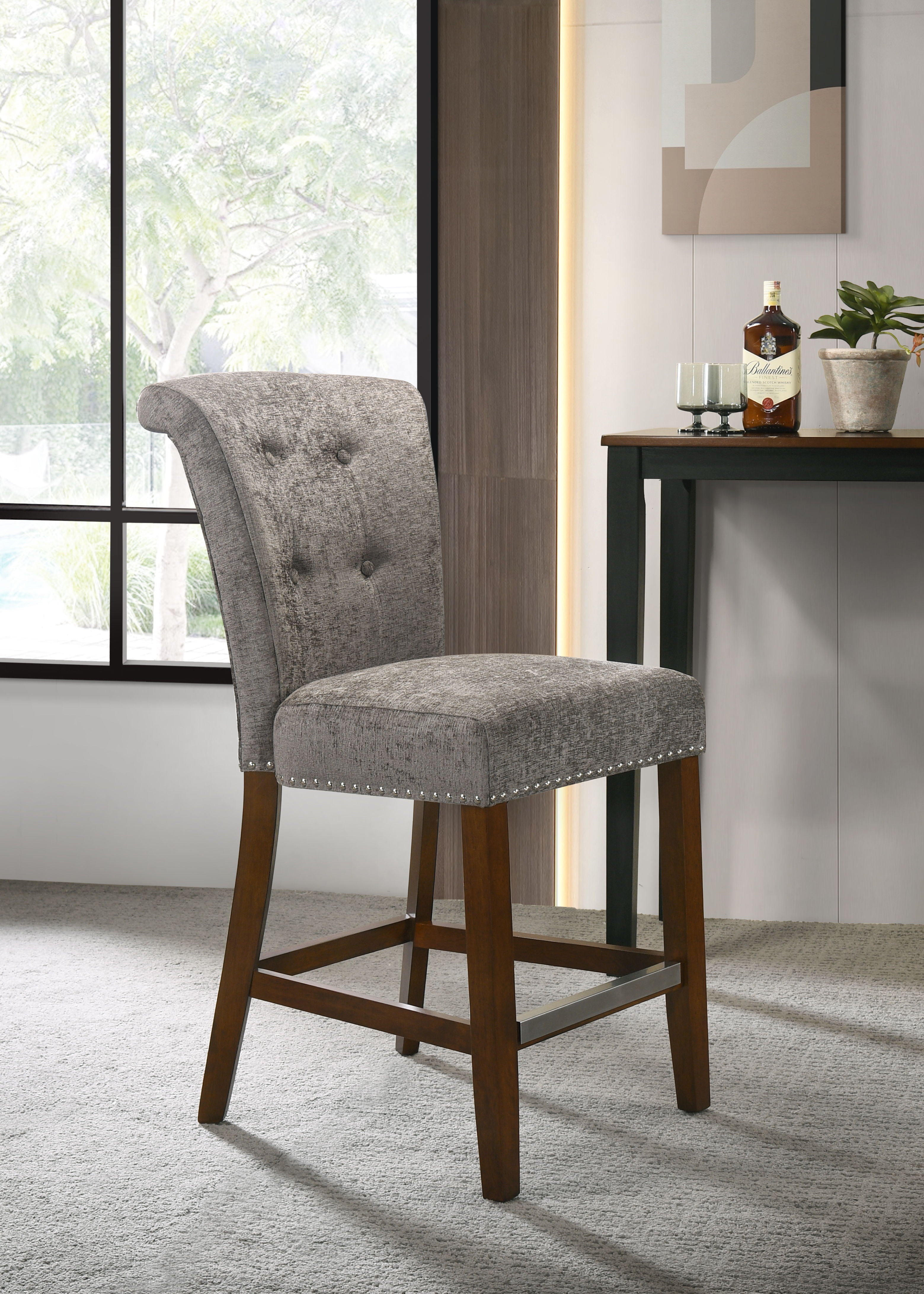 Auggie - 20.5" Fabric Counter Height Chair With Nailhead Trim - Premium Counter Height (24"-27") from Lilola Home - Just $124! Shop now at brett interiors