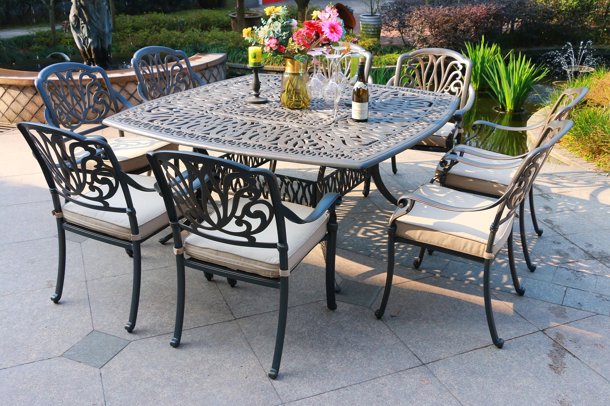 Square 8 Person 64" Long Aluminum Dining Set With Cushions - Premium 8 + Piece Outdoor Sets from Gather Craft - Just $4672! Shop now at brett interiors