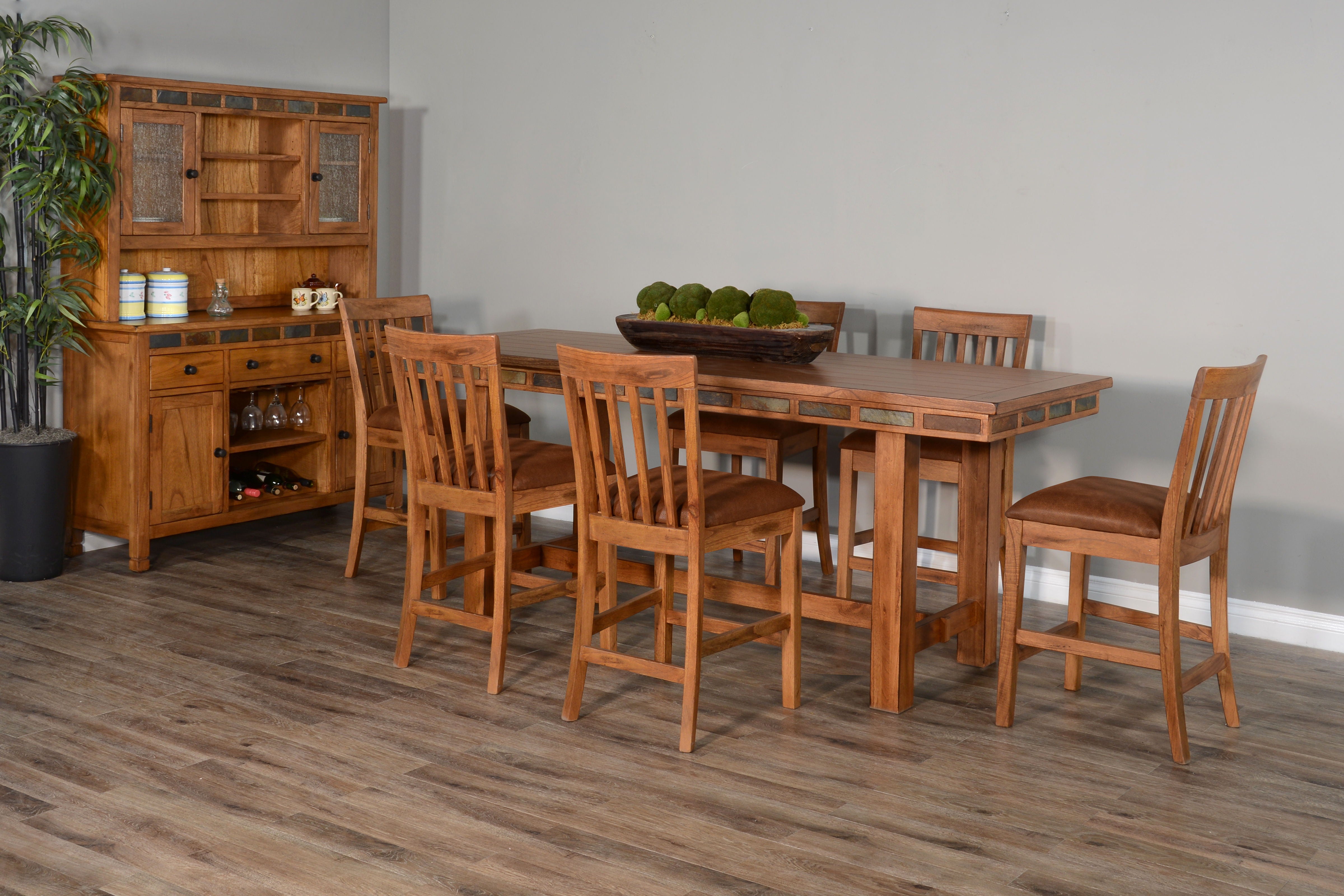 Sedona - Slatback Barstool With Wood Seat - Rustic Oak - Premium Bar Height (28"-30") from Sunny Designs - Just $187! Shop now at brett interiors