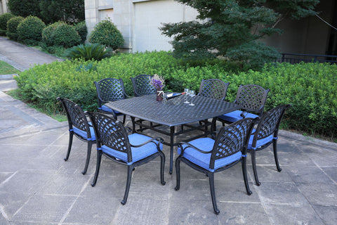 Square 8 Person 63.98" Long Dining Set With Dupione Brown Cushions - Premium 8 + Piece Outdoor Sets from Gather Craft - Just $4248! Shop now at brett interiors