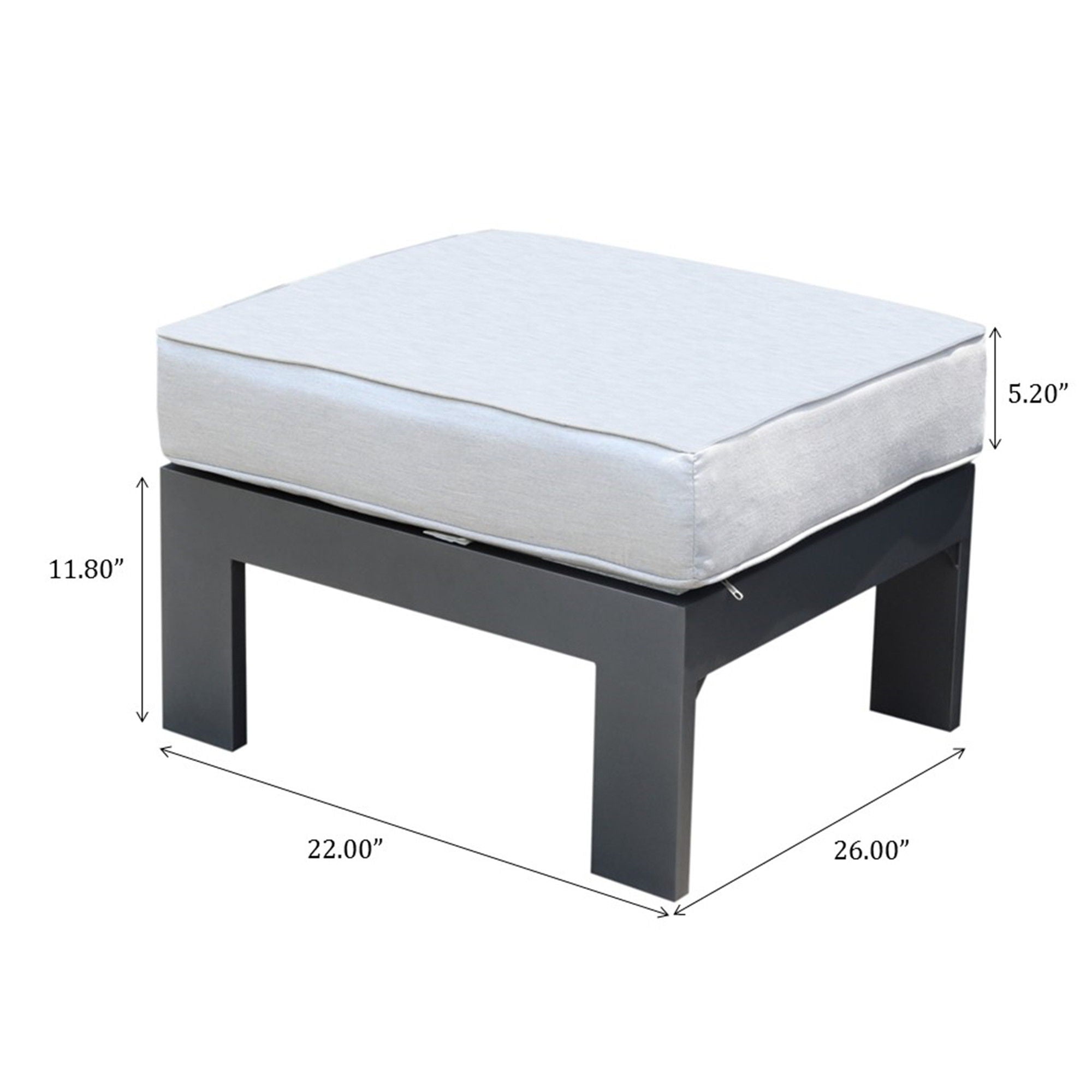 Patio Indoor Outdoor Aluminum Ottoman Footstool With Cushion - Premium Ottomans from Gather Craft - Just $283! Shop now at brett interiors