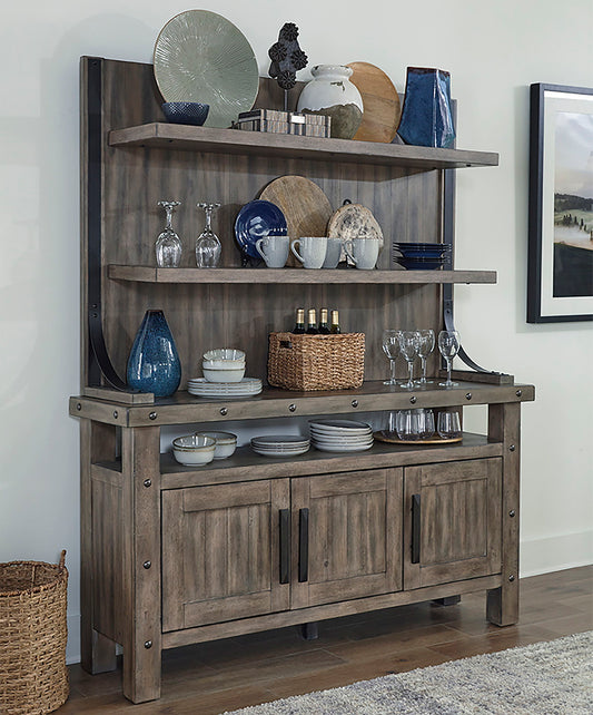 Lodge Dining - Buffet and Bar Display Hutch - Siltstone - Premium Hutches & Buffets from Parker House - Just $1622.50! Shop now at brett interiors