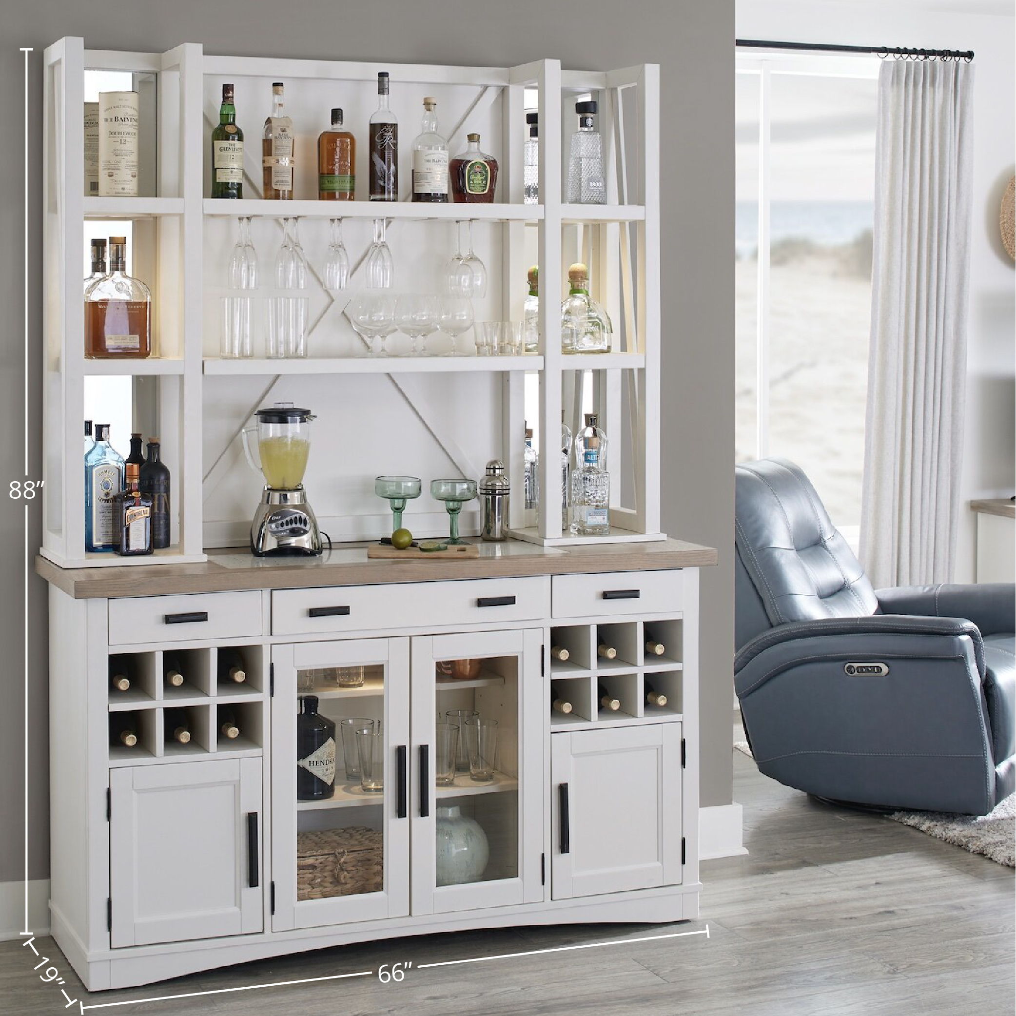 Americana Modern Dining - Buffet and Open Hutch - Cotton - Premium Hutches & Buffets from Parker House - Just $2122.50! Shop now at brett interiors