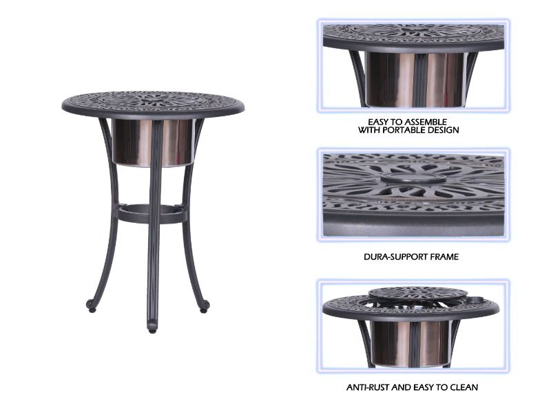 Outdoor Patio Aluminum Round Bistro Table/Side Table With Ice Bucket - Gunmetal - Premium Bistro Tables from Gather Craft - Just $282! Shop now at brett interiors