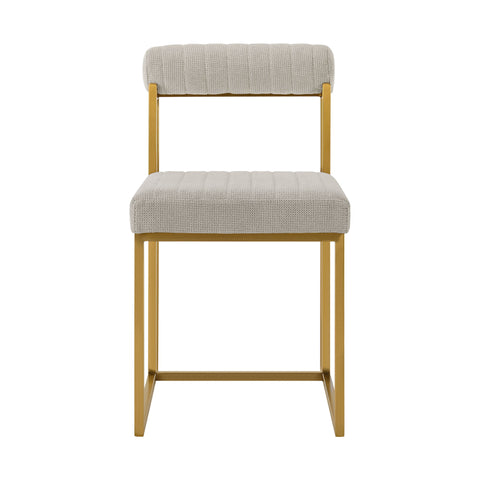 Anastasia - Dining Chair (Set of 2) - Gold Brushed / Taupe - Premium Chair Sets from Armen Living - Just $925! Shop now at brett interiors