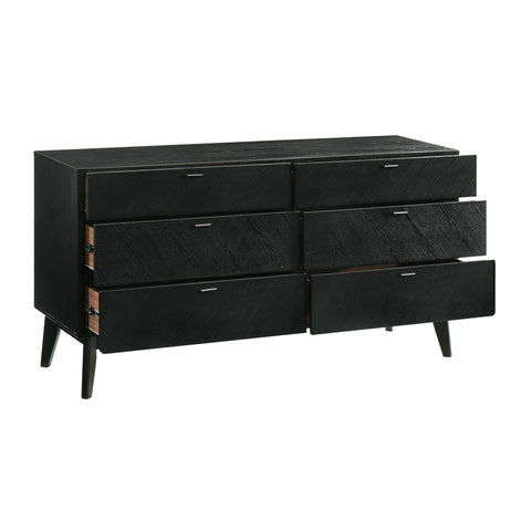 Petra - 6 Drawer Wood Dresser - Black - Premium Dressers from Armen Living - Just $975! Shop now at brett interiors