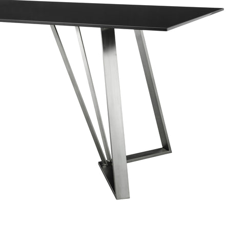 Cressida - Glass And Stainless Steel Rectangular Dining Room Table - Black / Brushed - Premium Dining Tables from Armen Living - Just $1552.50! Shop now at brett interiors