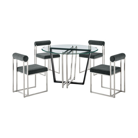 Devi Anastasia - Round Glass Dining Table Set - Premium 5 Piece Dining Room Sets from Armen Living - Just $2852.50! Shop now at brett interiors