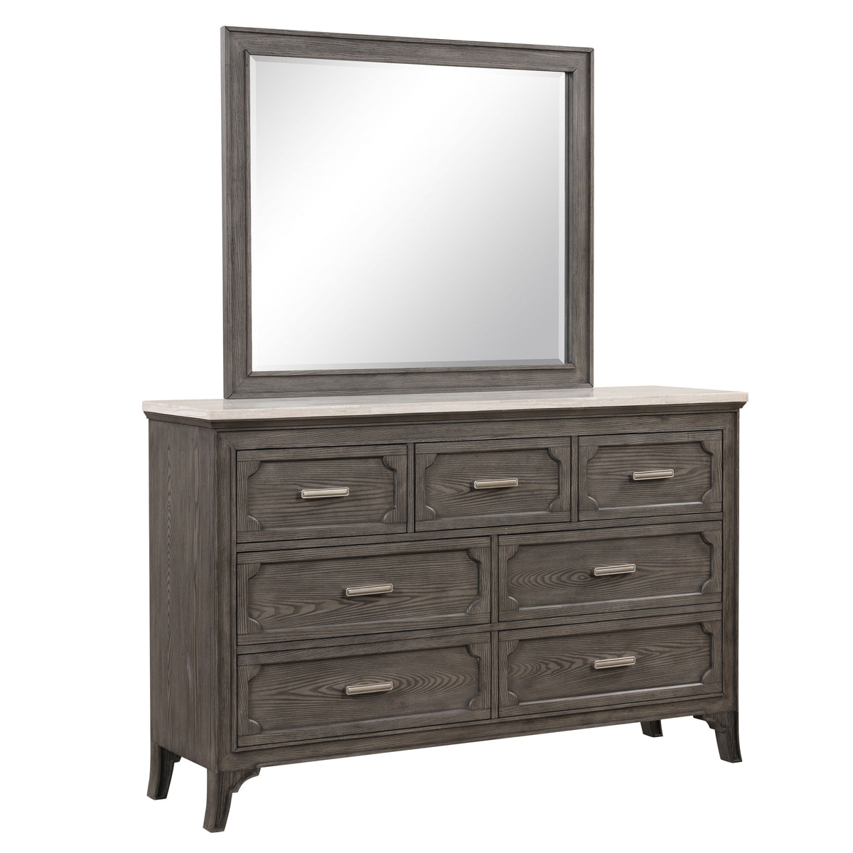 Lisbon - 2 Piece Dresser & Mirror Set - Gray - Premium Dresser & Mirror from New Classic - Just $1000! Shop now at brett interiors