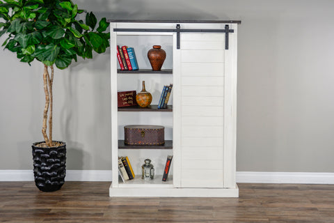 Carriage House - Barn Door Bookcase - White / Dark Brown - Premium Standard Bookcases from Sunny Designs - Just $1156! Shop now at brett interiors