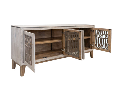 Forest - 4 Glass Door Console - Ivory White & Brown - Premium TV Stands from International Furniture Direct - Just $1062.50! Shop now at brett interiors