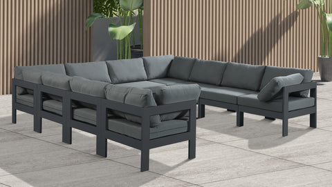 Nizuc - Outdoor Patio Modular Sectional 10 Piece - Grey - Fabric - Premium Stationary Sectionals from Meridian Furniture - Just $9025! Shop now at brett interiors