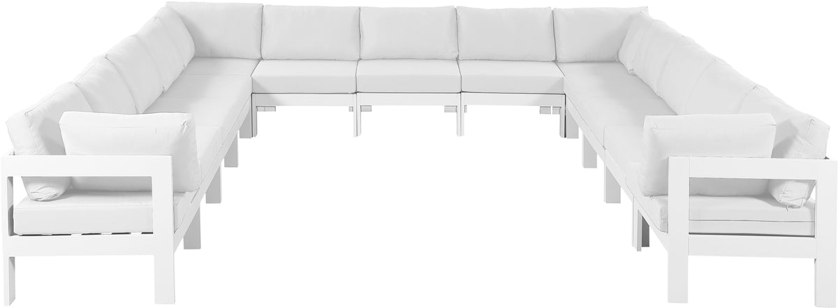 Nizuc - Outdoor Patio Modular Sectional 13 Piece - White - Fabric - Premium Stationary Sectionals from Meridian Furniture - Just $11612.50! Shop now at brett interiors