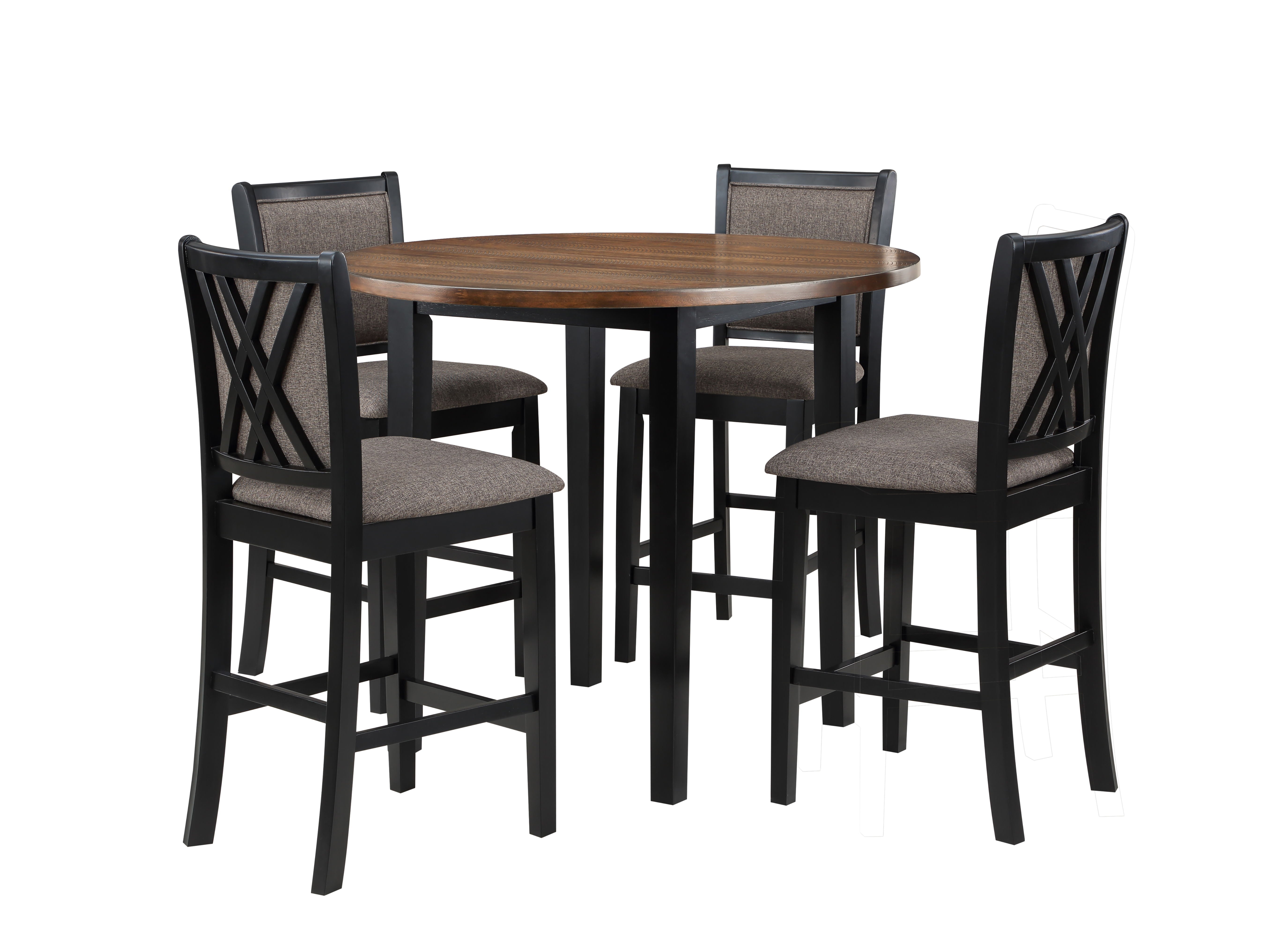 Potomac - 5 Piece Round Counter Dining Set (Table & 4 Chairs) - Brown / Black - Premium 5 Piece Dining Room Sets from New Classic - Just $697.50! Shop now at brett interiors