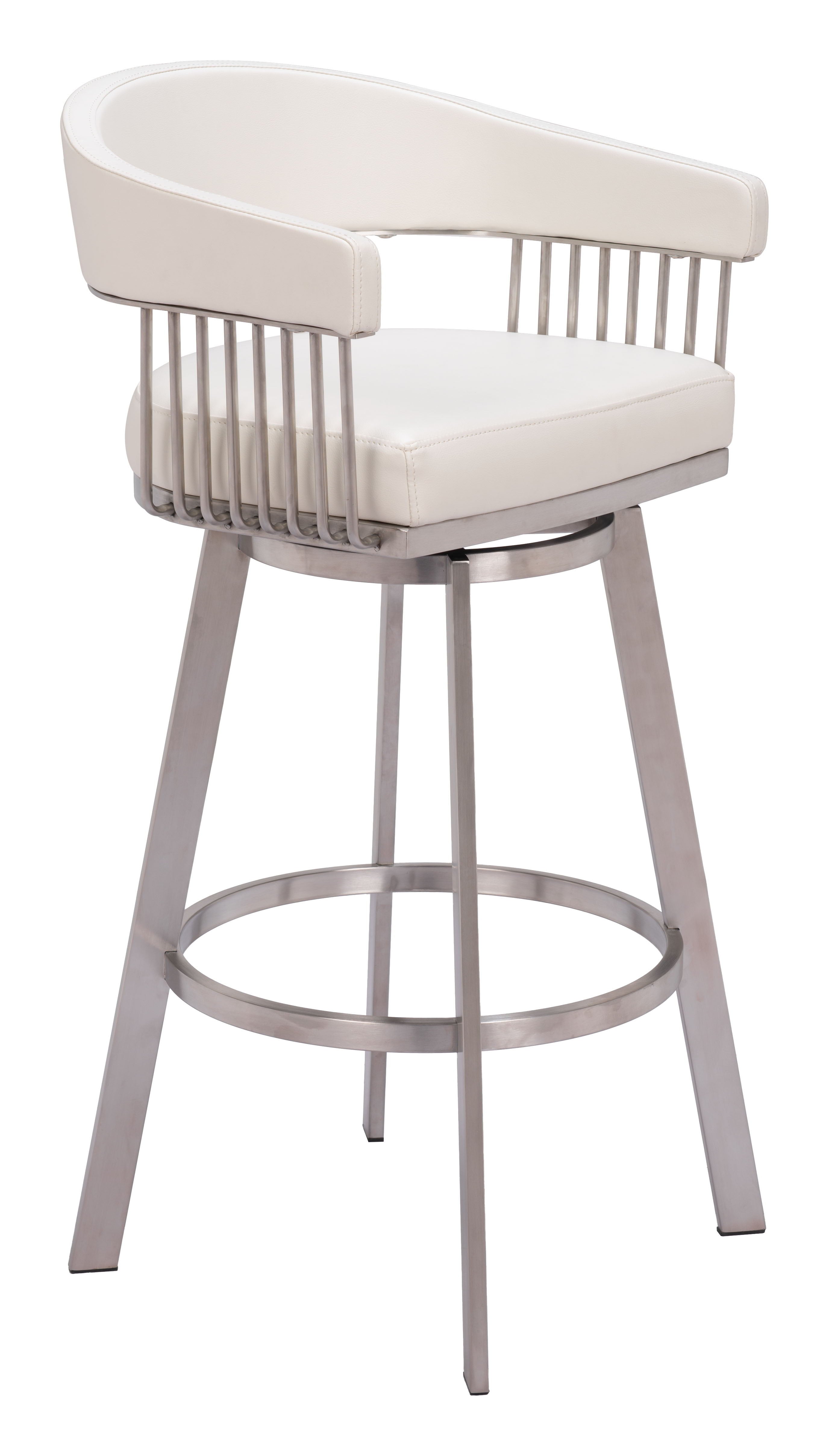 Bantry - Swivel Barstool - White - Premium Bar Height (28"-30") from Zuo Modern - Just $900! Shop now at brett interiors