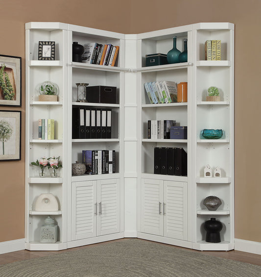 Catalina - 5 Piece Corner Library Wall - Cottage White - Premium Library Walls from Parker House - Just $3462.50! Shop now at brett interiors