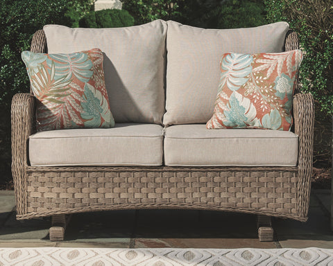 Clear Ridge - Light Brown - Loveseat Glider W/Cushion - Premium Loveseats from Signature Design by Ashley® - Just $921.25! Shop now at brett interiors