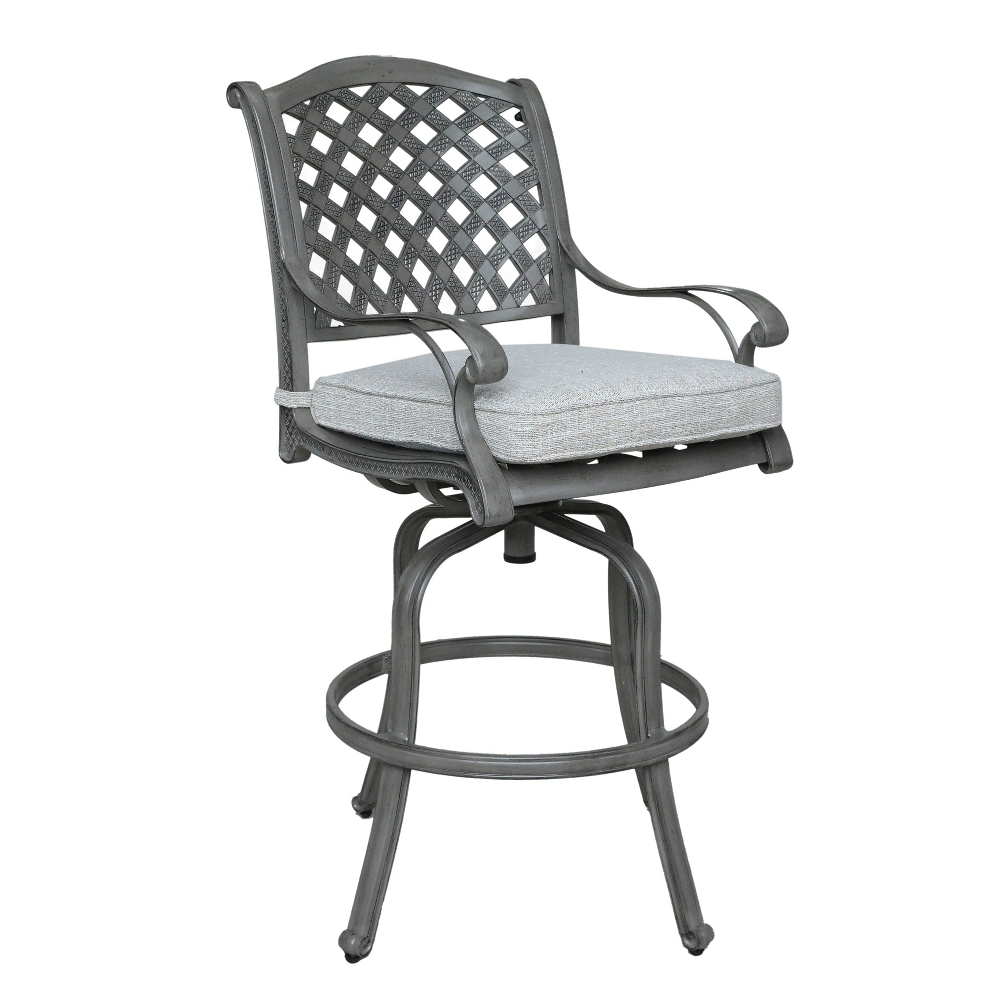 Outdoor Aluminum Swivel Barstools With Cushions (Set of 2) - Golden Gauze - Premium Stool Sets from Gather Craft - Just $1093! Shop now at brett interiors