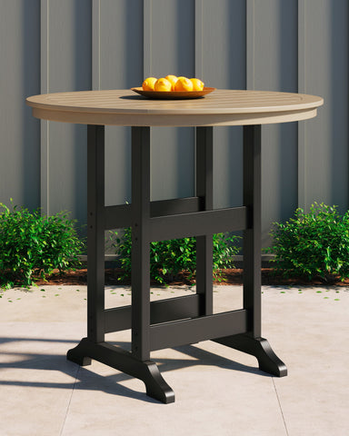 Fairen Trail - Black / Driftwood - Round Bar Table W/Umb Opt - Premium Bar Tables from Signature Design by Ashley® - Just $1010.63! Shop now at brett interiors