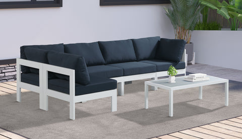 Nizuc - Outdoor Patio Modular Sectional 5 Piece - Navy - Fabric - Premium Stationary Sectionals from Meridian Furniture - Just $4512.50! Shop now at brett interiors