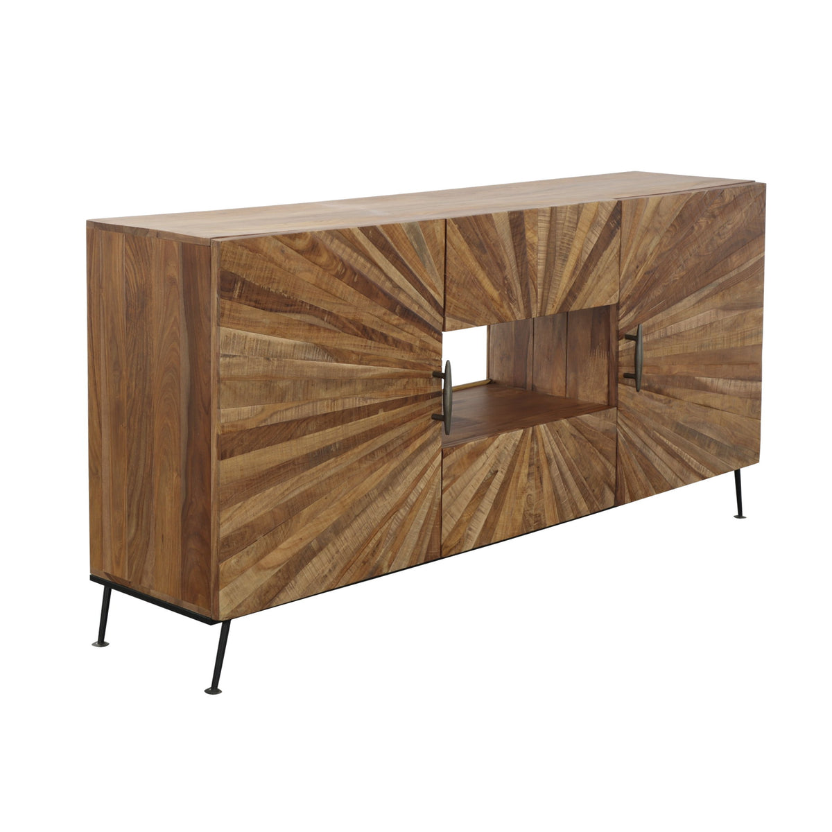 Sunburst - Two Door Two Drawer Credenza - Rayz Brown / Black Metal - Premium Credenzas from Coast2Coast Home - Just $4125! Shop now at brett interiors