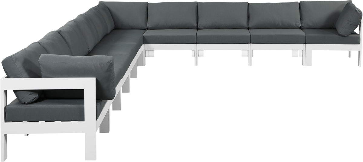 Nizuc - Outdoor Patio Modular Sectional - Grey - Modern & Contemporary - Premium Stationary Sectionals from Meridian Furniture - Just $8925! Shop now at brett interiors