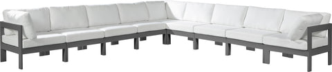 Nizuc - Outdoor Patio Modular Sectional 9 Piece - White - Modern & Contemporary - Premium Stationary Sectionals from Meridian Furniture - Just $8062.50! Shop now at brett interiors