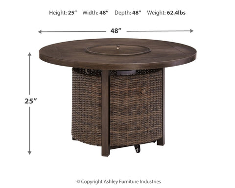 Paradise - Medium Brown - Round Fire Pit Table - Premium Fire Pits from Ashley Furniture - Just $1775.50! Shop now at brett interiors