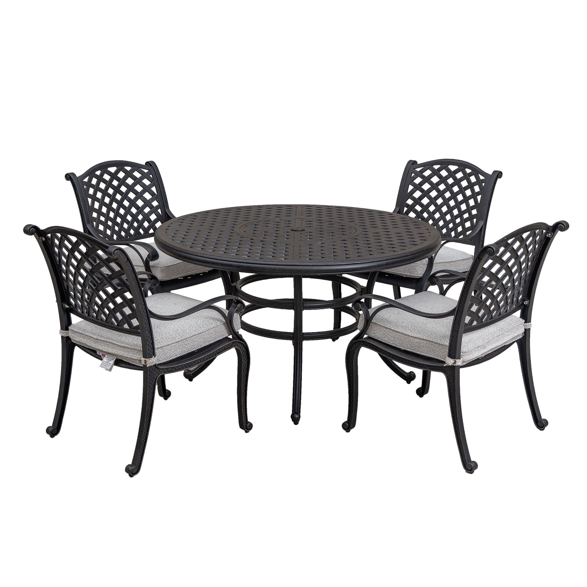 Stylish Outdoor 5 Piece Aluminum Dining Set With Cushion (4 Arm Chairs And Table) - Sandstorm - Premium 5 Piece Outdoor Sets from Gather Craft - Just $2380! Shop now at brett interiors